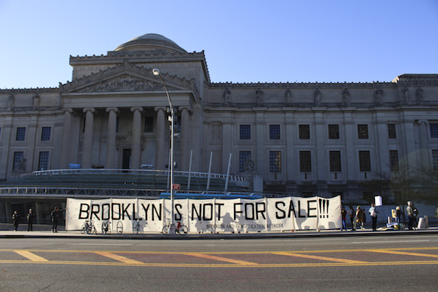 Hey, ho, gentrification’s got to go: Scenes from a real estate protest outside the Brooklyn Museum