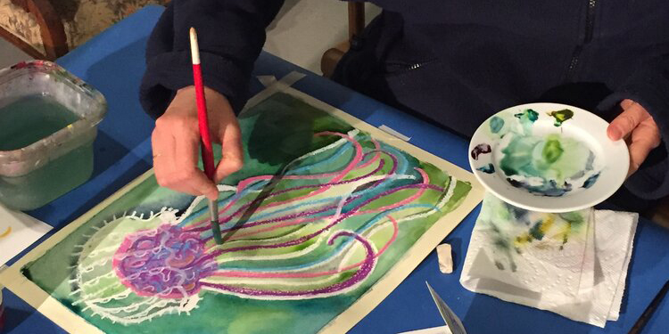 Watercolor painting of jellyfish