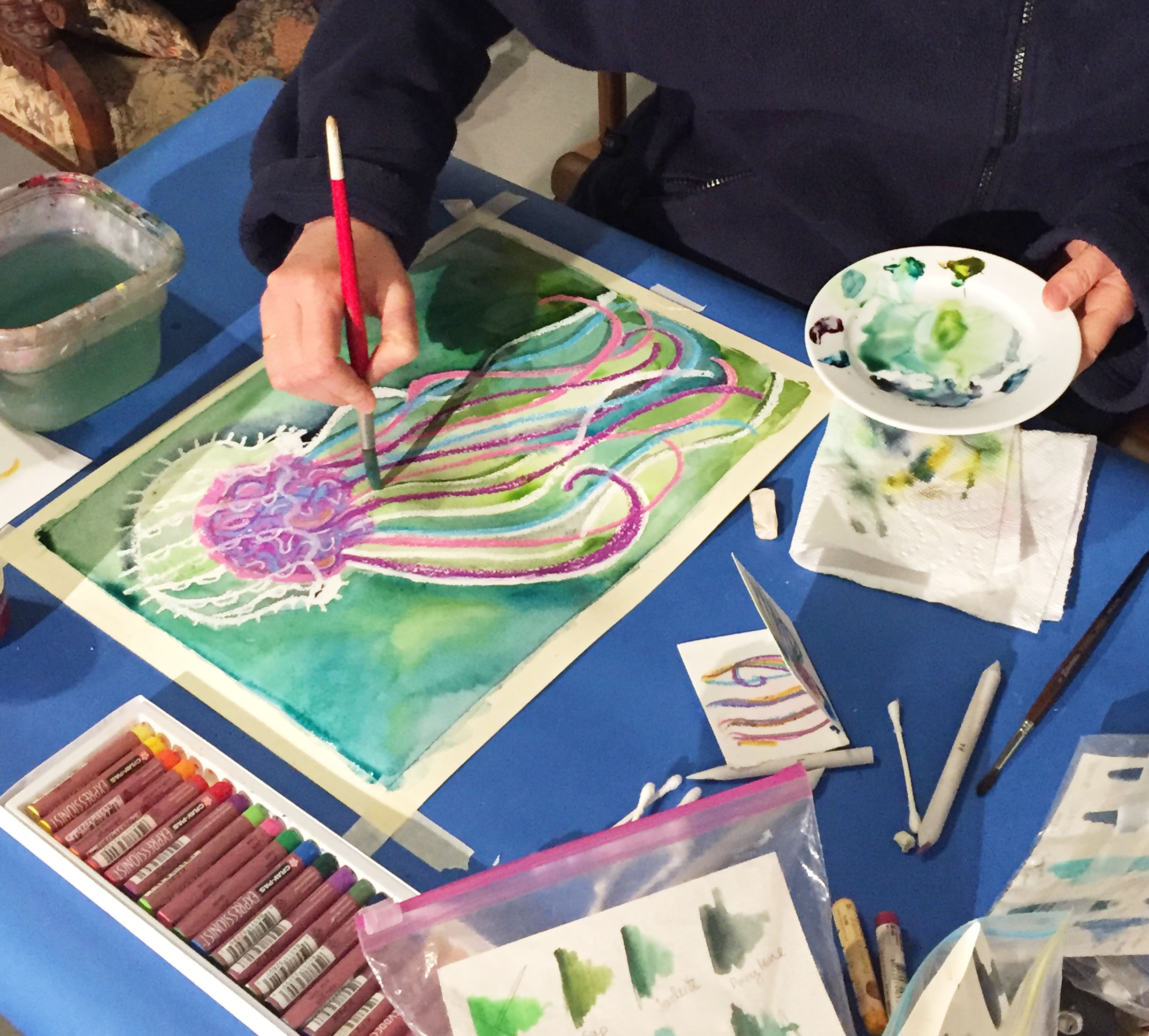 Watercolor painting of a jellyfish